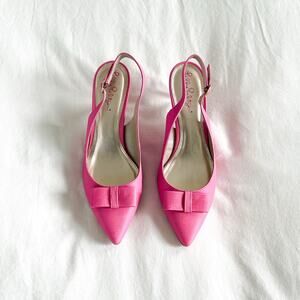 Lilly Pulitzer New in Box Kat Kitten Heel in Pop Pink Slingback Bow Heels Size 8